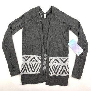 NWT Ivivva by Lululemon Go Places Cardi Open Cardigan Gray White Girl's 10
